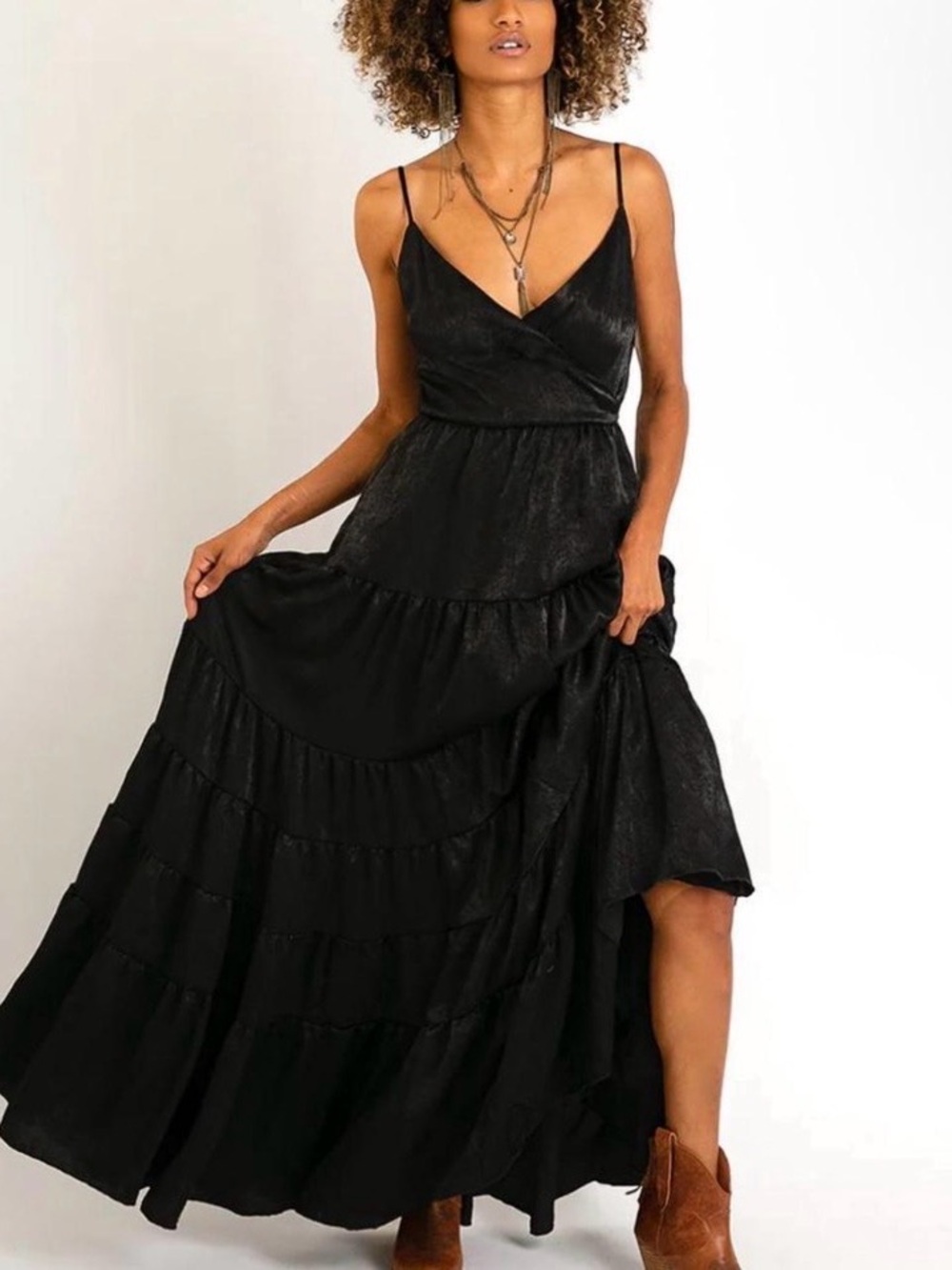 Joyfolie BEGONIA MAXI DRESS IN METALLIC BLACK - Picture 5 of 8